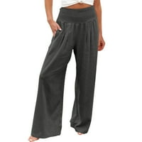 Miluxas ženske hlače sa širokim nogama visoke struke ravne hlače casual pantalone zazor prodaje tamno