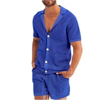 Muški set Modni ljetni active odjeća Casual Set Muški sportski set Cardigan Suit Slim Mesh pletena majica