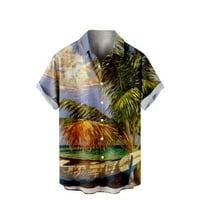 Cleanians ispod $ Odjeća za muške, Poropl Summer Hawaiian Džep za ispis Plus Veličina Cisterne vrhove za muškarce Narančasta Veličina 4