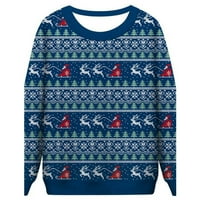 Božićni džemperi Dugim rukavima Santa Claus Snowflake Print Tops Dukserice
