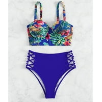 Plus size kupaći kostim za žene Bikini Hawaiian Cvet Collect Print Beach Beachward Modni trma Kontrola