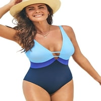 Kupaći kostimi za sve ženske plus veličine boja blok V-izrez jedno kupaće kostiminsko more