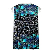 Žene ljetne vrhove Košulje Grafički print V-izrez Casual majica kratkih rukava Tunic Top Crna veličina