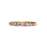 Pink Sapphire i dijamantski kamen vjenčani traki 0. CT TW u 14K žutom zlatu .Size 3.5