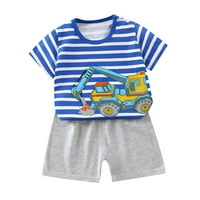 WAVSUF Djeca postavlja odjeću Comfort Slatka ispisana crtane kratke hlače kratki rukav plavi odjeća Postavljena veličina 18- mjeseci