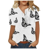 Thirts majice za žene kratki rukav vrhovi modne ljetne majice Trendi gumb down bluze trendyflower print