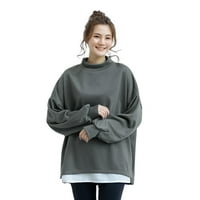 FVWitlyh vintage dukserirt ženska četkanje tehnologije rastezanje popover hoodie siva jedna veličina