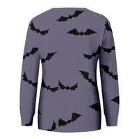 Tking modni vrhovi dugih rukava za žene Crewneck Halloween Shirts majice Pulover grafička bluza ljubičasta s