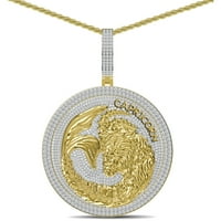 55+ grama Big 2,80 '' Pravi srebrni simulirani dijamant 14k žuti zlatni finiš astrološki zodijak rođeni