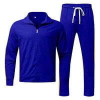 Sayhi muško odijelo za muškarce kratki rukav dva pamučna posteljina set TrackSit outfits casual majice i kratke hlače Plavi xxl