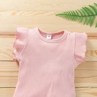 Eczipvz Djevojke Dječja odjeća Toddler Girls Uskrsni kratki rukav Crtani zec tiskani majica pulover vrhovi zvona hlače dječje odijelo, ružičasta
