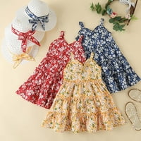 Koaiezne Toddler Girls Fashion Ljetna cvjetna haljina Babys Kids Tutu haljina sa sunčanim šeširom Djevojke
