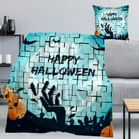 Halloween Dekorativni pokrivač s jastukom, pokrivač s kosturom za dnevnu sobu spavaću sobu, 133,40x58