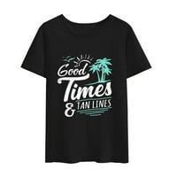 Ženski dobra vremena Tan linije T-Majica Plaža Life Life Coconut Tree Tema TOP O-izrez Tee