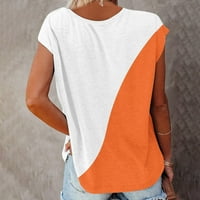 Farstey modni vrhovi za žene Ljeto u boji blok Print Cap majica rukav casual okrugli vrat slobodne udobne