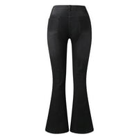 Ženske hlače Čvrsto boje srednje visoke strukske traperice Jeans Hole Vintage Traperice Stretch Slacks