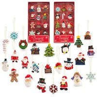 MINI smolini božićni ukrasi - rustikalni božićni ukrasi - mali minijaturni ukrasi za božićne stablo - Santa snjegović medenjak anđeo - sitne ukrase božićnog drveta s poklon kutijom
