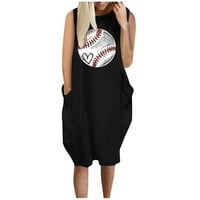 Huaai žene ljetne haljine Ženska bejzbol labava haljina zabavna grafička ispis posada vrata Dvije drešene