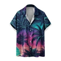 Wyongtao Muški gumb dolje majica Grafički ispisani kratki rukovi Havajske košulje Ljetni plažni praznici