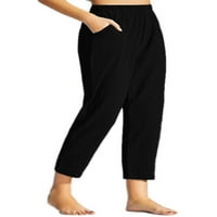 Avamo Ženske pantalone Solidna boja Loungewear ravno noga dugačke hlače Dame Plaincos Summer Palazzo Kaki 2xl