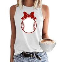 Slatka bejzbol bowknot grafičke majice za žene Ljeto bez rukava Ležerne prilike V izrez CAMI tenkovi