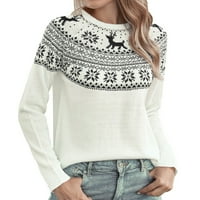 LowRofile pulover džemperi za žene božićne dugih rukava casual vrhovi snježne pahuljice Faund Warm Vintage