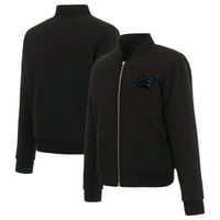 Ženski JH dizajn Black Carolina Panthers Reverzibilni runo puni zip jakne