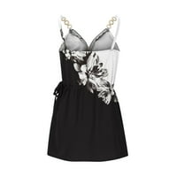 Ljetne haljine za žene za slobodno vrijeme cvjetno bez rukava mini V-izrez bijela XL