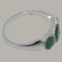 Britanski izrađeni klasični srebrni srebrni prirodni smaragdni ženski godišnjica - Opcije veličine -