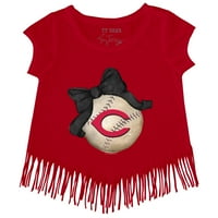 Djevojke Mladića Tiny Turpap Red Cincinnati Reds Baseball Bow Fringe Majica