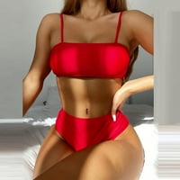 Gotyou Swimsuit FASHOYSTANA LADY SEXY SA CESTNOM PADOM Čvrsti bikini Set tri kupa kupanja crvena l