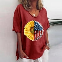 Feterrnal ženska ljetna nezavisnost dnevna bluza uzorka okrugla vrat kratkih rukava udobna majica vrhovi