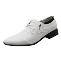 Ljetne modne muške cipele kožne cipele s niskim potpeticama toe čipke čvrste boje poslovne cipele za muškarce bijele veličine 42