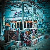 36x24in laminirani izdanje iz izgubljene mesta Graffiti napuštena napuštena zgrada