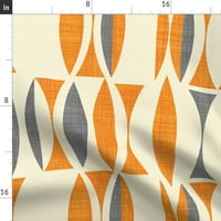 Tkanina od kašike - polje narančasto siva Vintage apstraktni geometrijski krem ​​grafički valovi ispisani