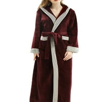 Glookwis Men Solid Collect Nighthowns Fleece Robe Toplo meko mekano pidžame V izrez čipka za ogrtač