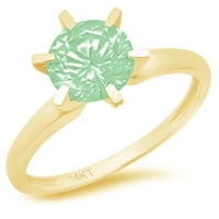 1.5ct okrugli rez zeleni simulirani dijamant 14k žuti zlatni godišnjički angažman prsten veličine 4