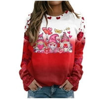 Ženska zimska modna pulover okrugli vrat dugih rukava ruže rupe za rupe džemper na vrhu crvene s
