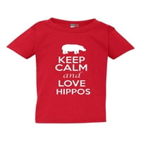 Držite miran i ljubav Hippos životinja za životinje Toddler Kids Majica Tee