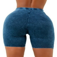 Luxplum ženske tiskane traper kratke hlače Tummy Look Ispiši vrteći guzice Bermuda kratke hlače Comfy