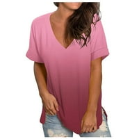 Modni ženski labavi casual gradijent V izrez na majici majica kratkih rukava ženska bluza vrata