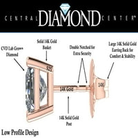 Princeze Diamond Stud minđuše 14K navojno ruže zlato-0,70-3 4ct G-H boja Vs-si