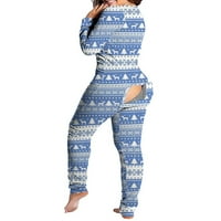 Ženska božićna pidžamas pajamas pahuljica tiskani kombinuit za odrasle dugih rukava PJS bodići za odmor