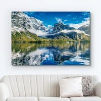 Platno Print Wall Art Snowy Forest Mountain & Lake Reflection Priroda Fotografija Realism Rustikalni