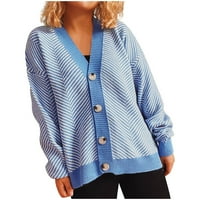 Ženski džemper sa gumbom za pletenje V-izrez Dugi rukav Ležerni džemper Cardigan