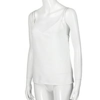 Ediodpoh Žene Ljeto Looseble gumb V izrez CAMI CIMENA TOPLS prsluk bluza bijela 12