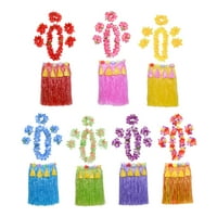 Havajski Hula suknje postavili su živopisne boje za zabavu na kožu cvjetni kostim Havajska hula suknje leis traka za glavu n
