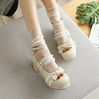 DMQupv peta Sandale za djevojke cipele čipke PU materijal luk ukrašene guste potpetice visoke pete Veličina