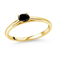 GEM kamen King 0. CT okrugli Black Diamond 10k žuti zlatni prsten