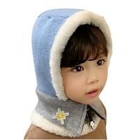 Aoochasliy šeširi i rukavice Uređaj Trendy Kids Pleteni vuneni šal šešir pompom kapa Postavite topla zima + šal